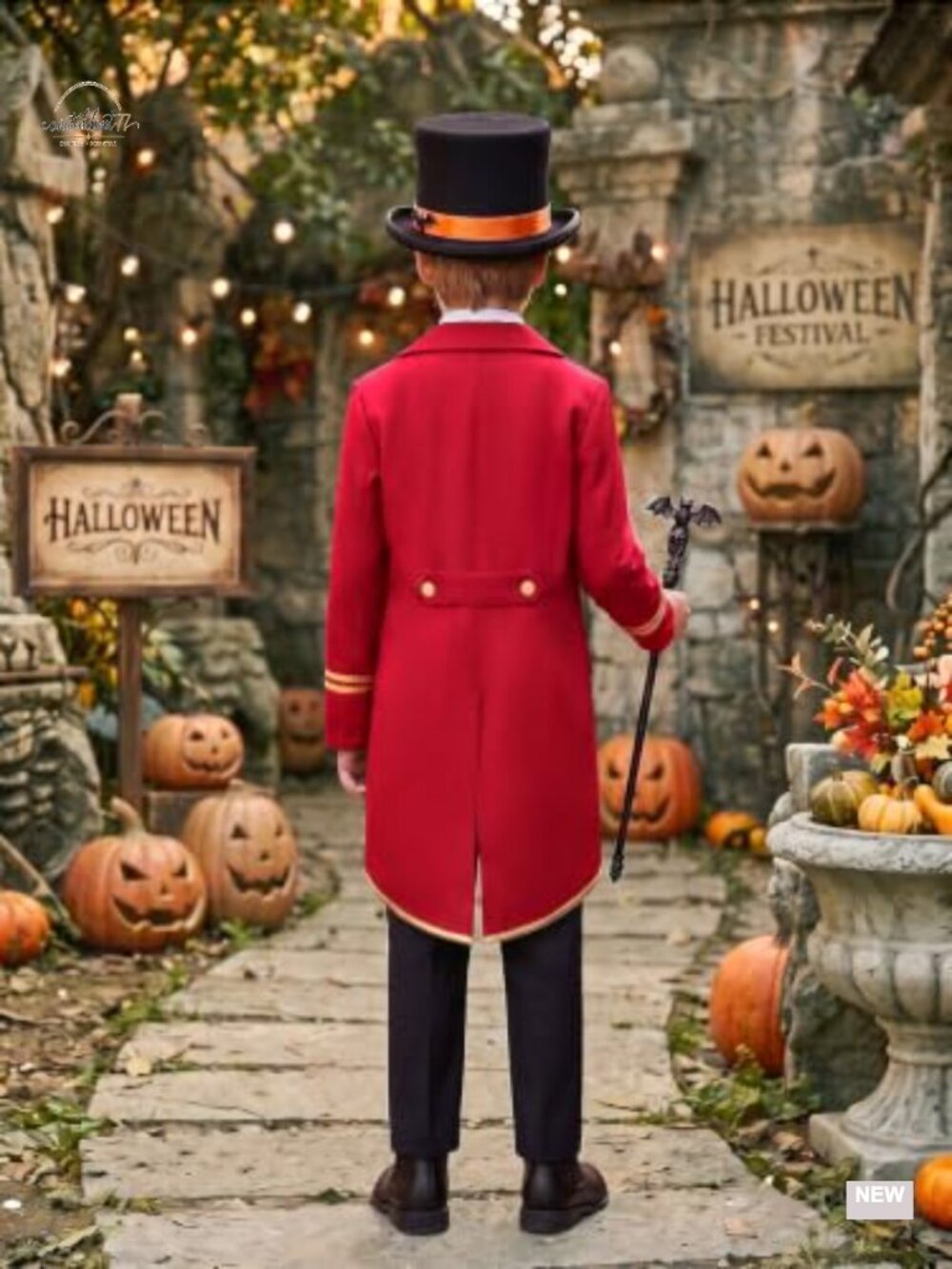 Boys Gothic Tailcoat Jacket Halloween Costume Victorian Steampunk Tailcoat - Picture 4 of 5